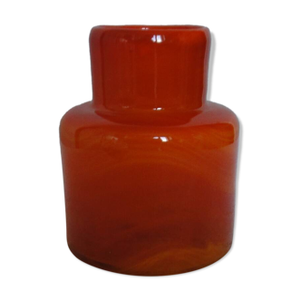 Glass paste vase signed MV