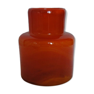 Glass paste vase signed MV