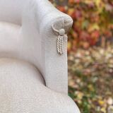 Old toad armchair in beige velvet