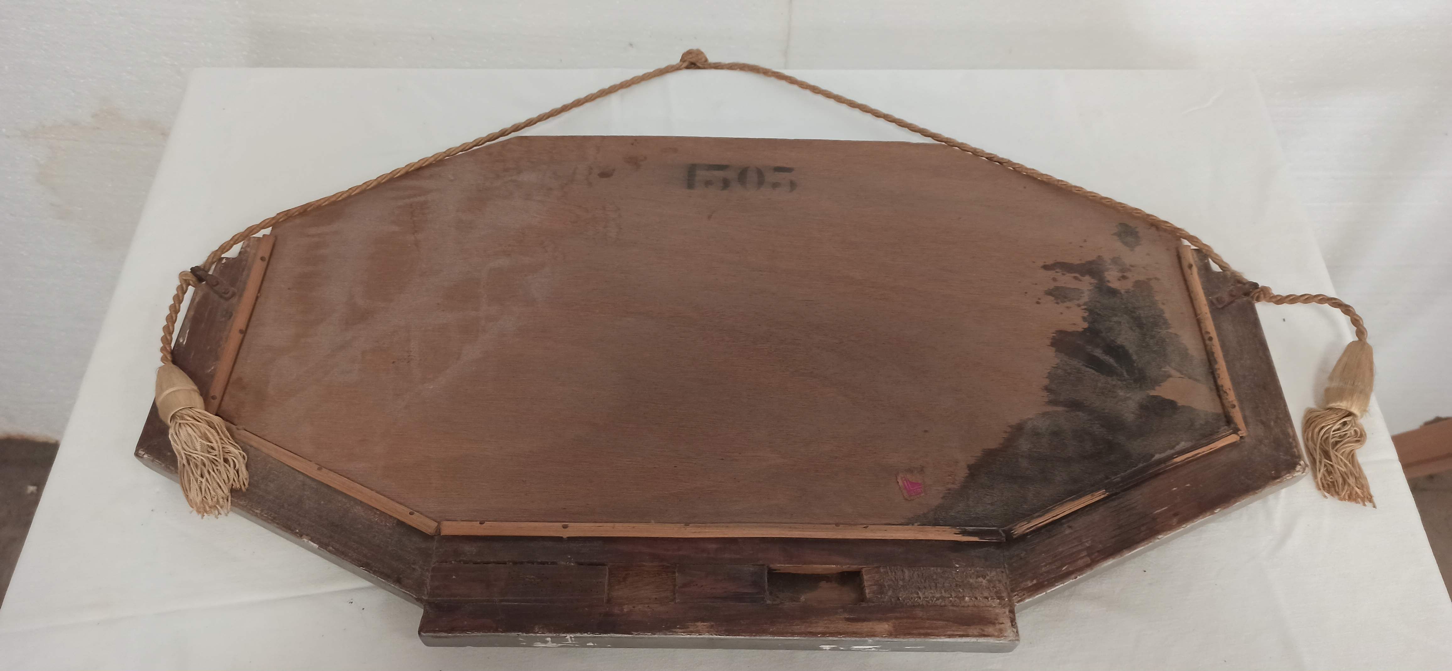 Mirror art deco grey silver pom pom rope