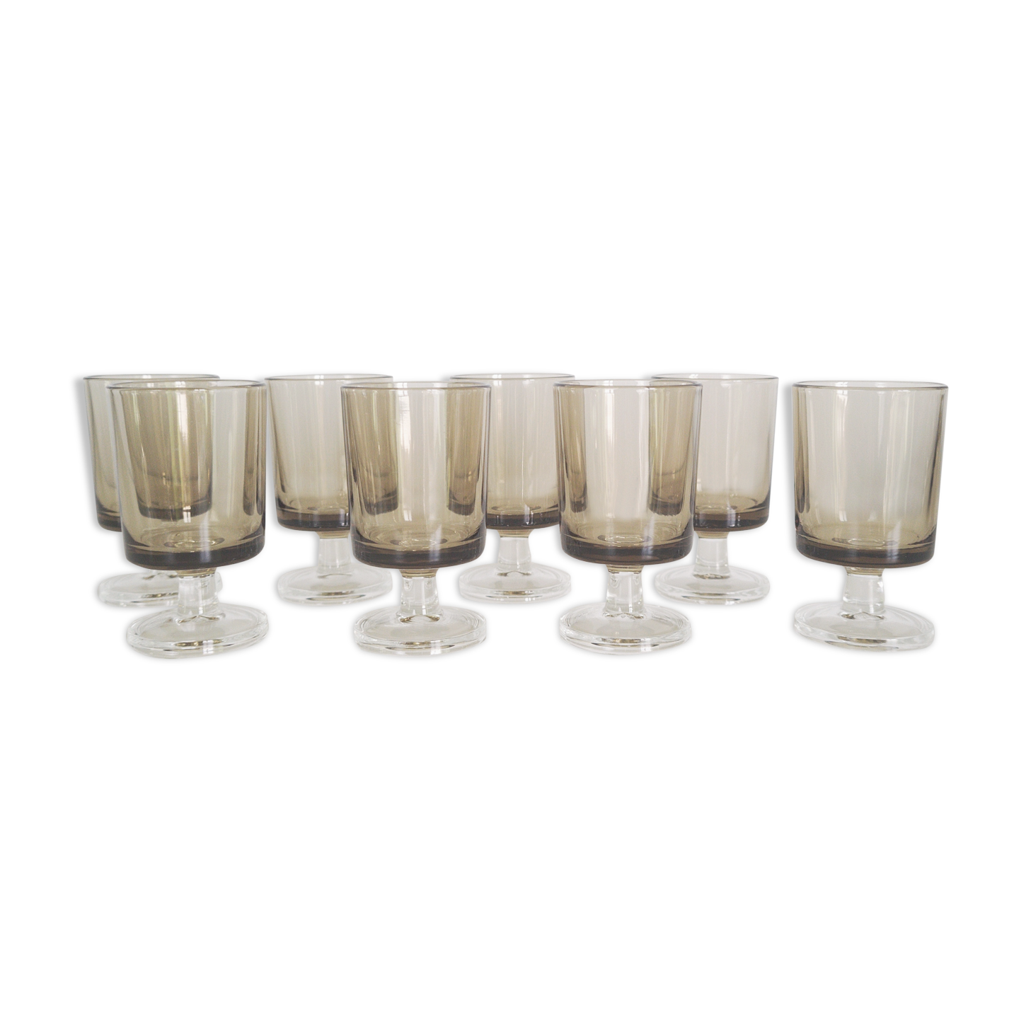 Set of 8 Luminarc 70s liqueur glasses in smoked glass