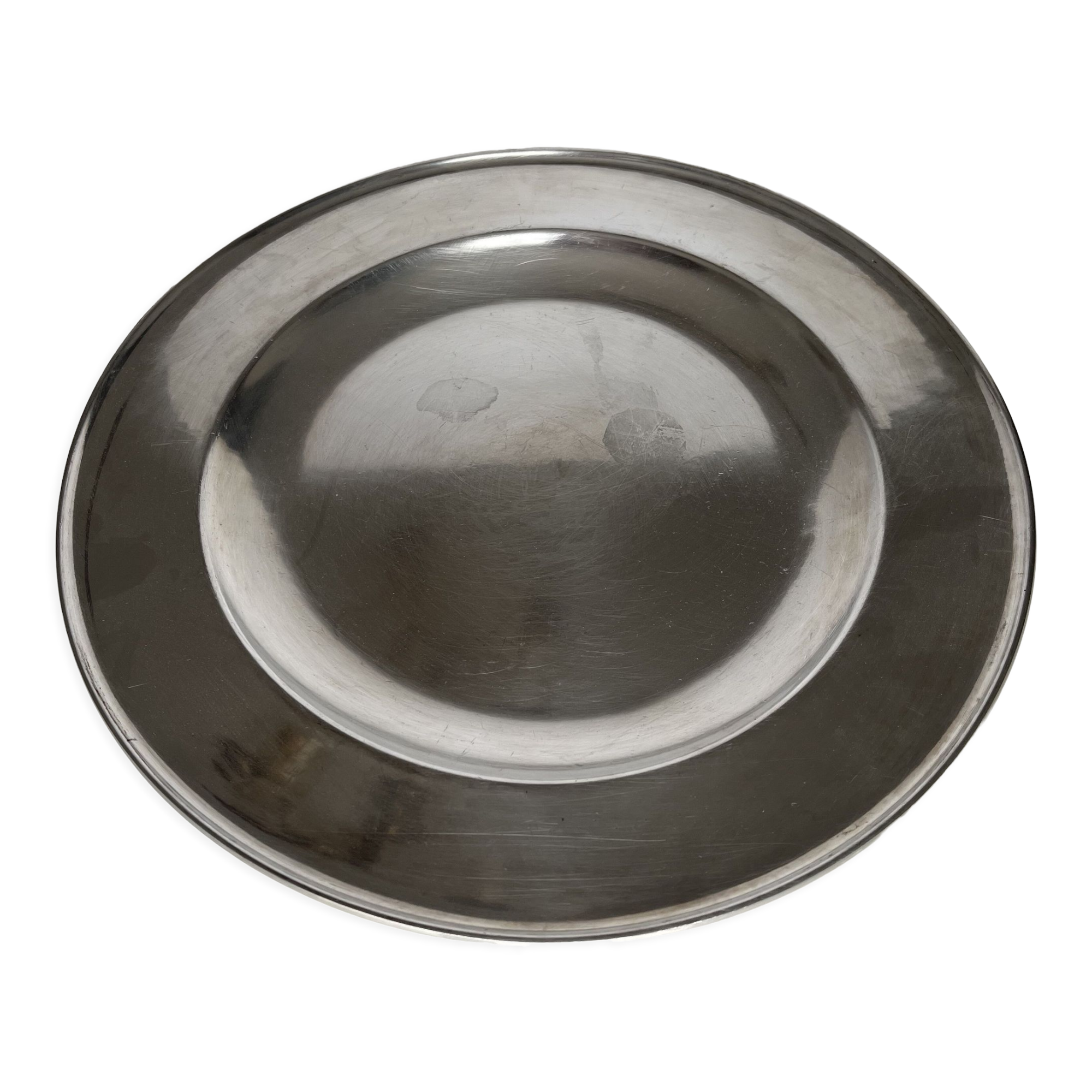 Circular pewter dish