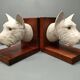 Dog head bookends ~ composite resin ~ vintage from the 70s/80s ~ england