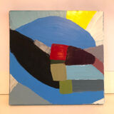 Tableau Huile au Couteau Bleu Abstrait