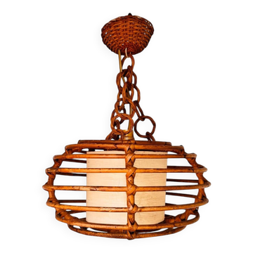 Vintage rattan suspension cage, 1950s