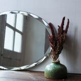 Old oval beveled art deco mirror