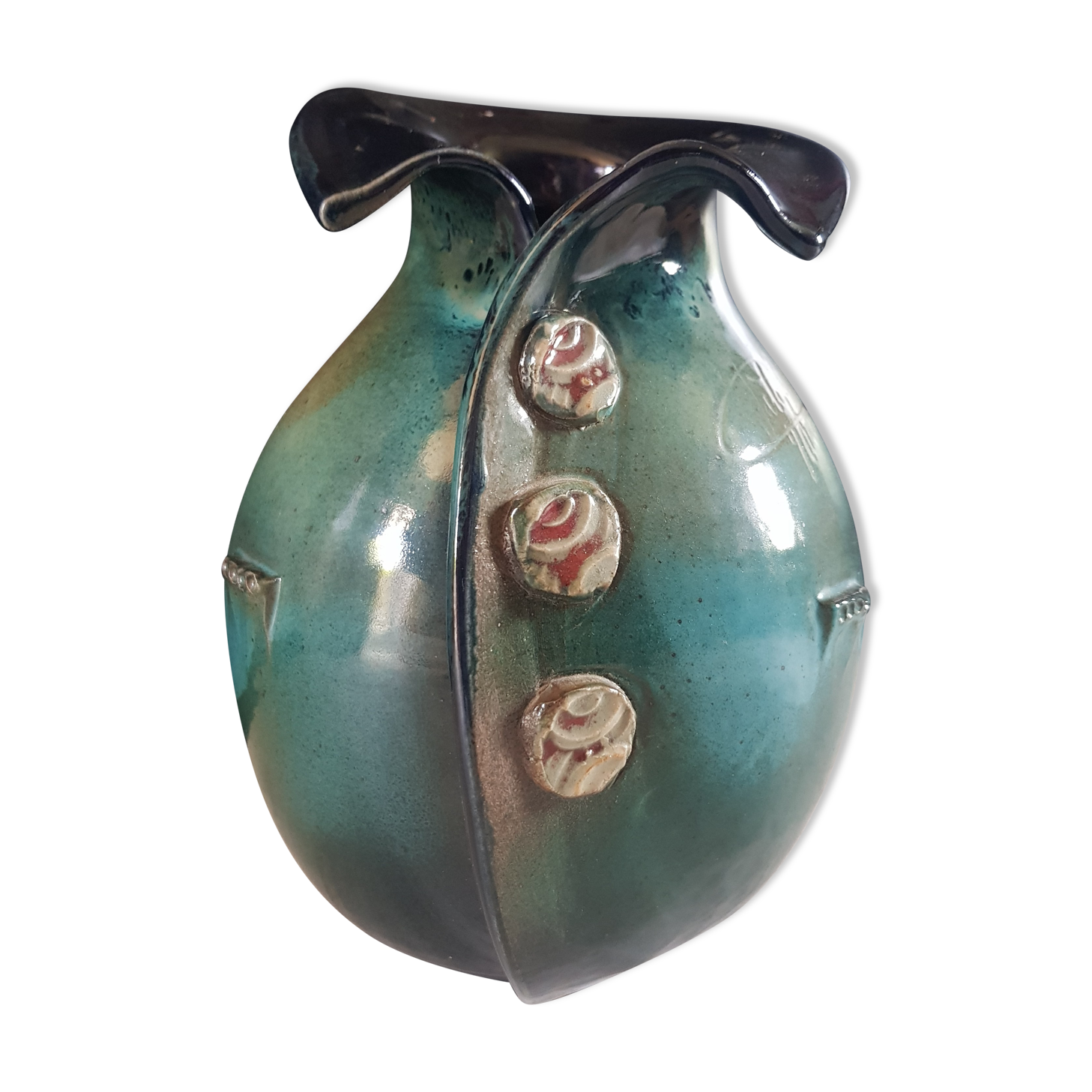 Artisanal vase, costume spirit h 26 cm, signed