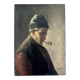 Huile sur toile marouflée sur panneau de chêne - Portrait de fumeur de pipe