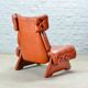 Brutalist Sculptured Brazilian Style Cognac Leather Lounge Chair, 1970s