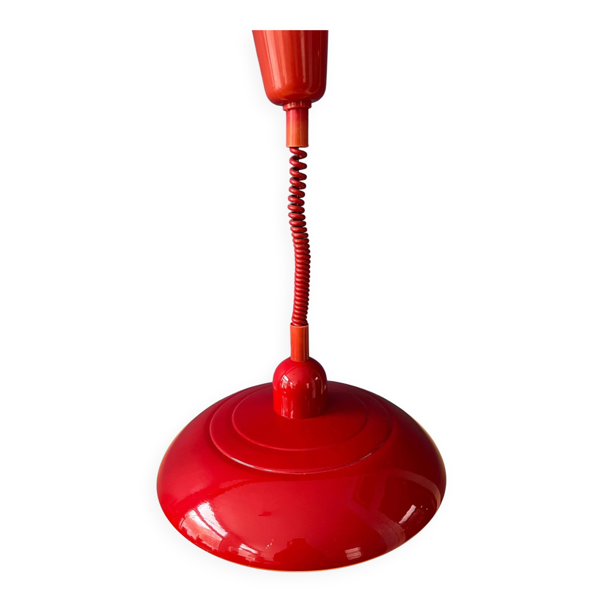 Vintage Space Age red metal pendant light