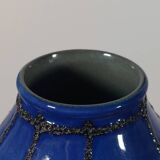 Vintage ceramic vase in fat lava style, Memphis spider web.