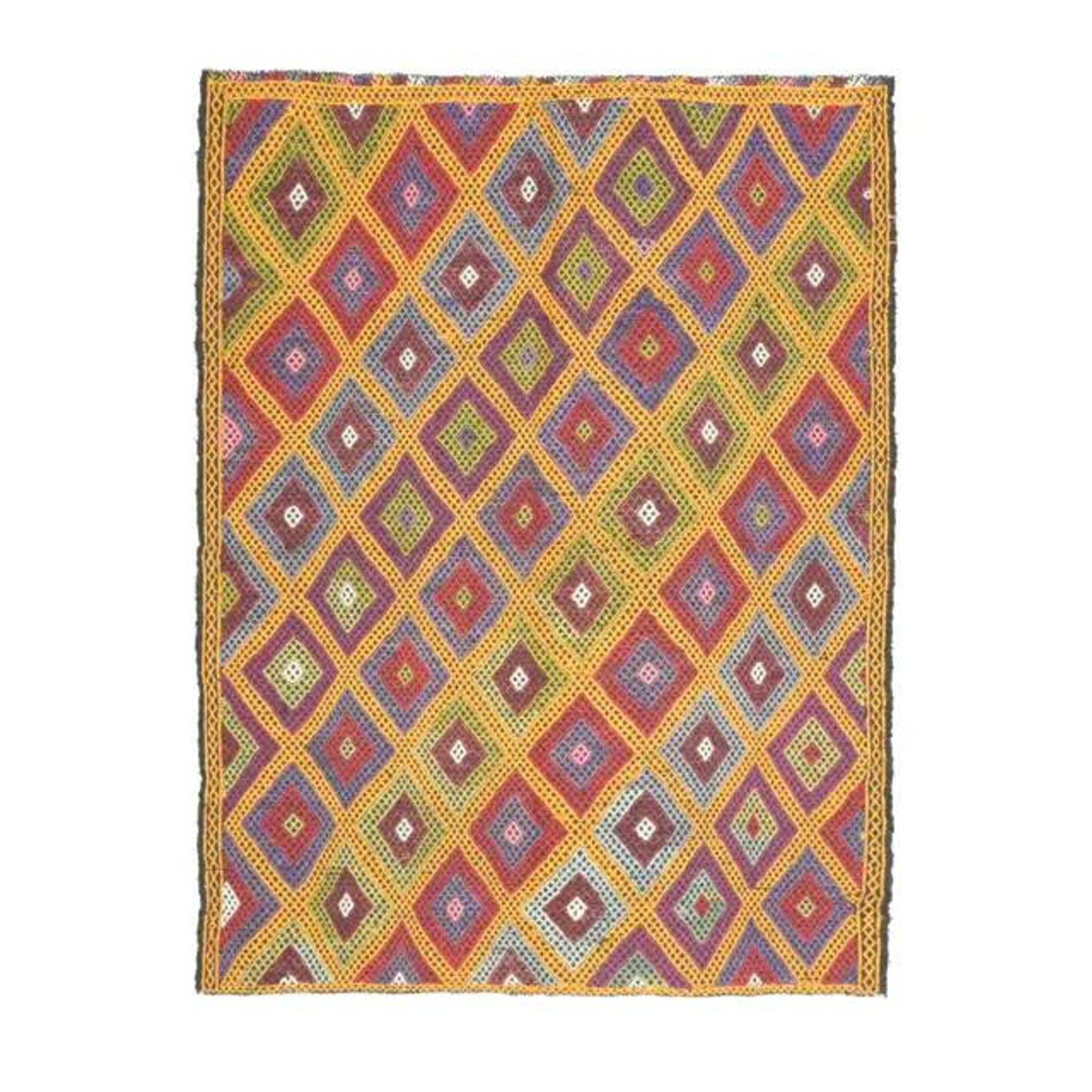 1970s Vintage Turkish Oushak Handmade Wool Cotton Yellow Area Rug 179x237