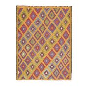 1970s Vintage Turkish Oushak Handmade Wool Cotton Yellow Area Rug 179x237