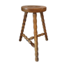 Old vintage tripod stool in solid wood, with its 3 feet abacus or pearl without years 50 60