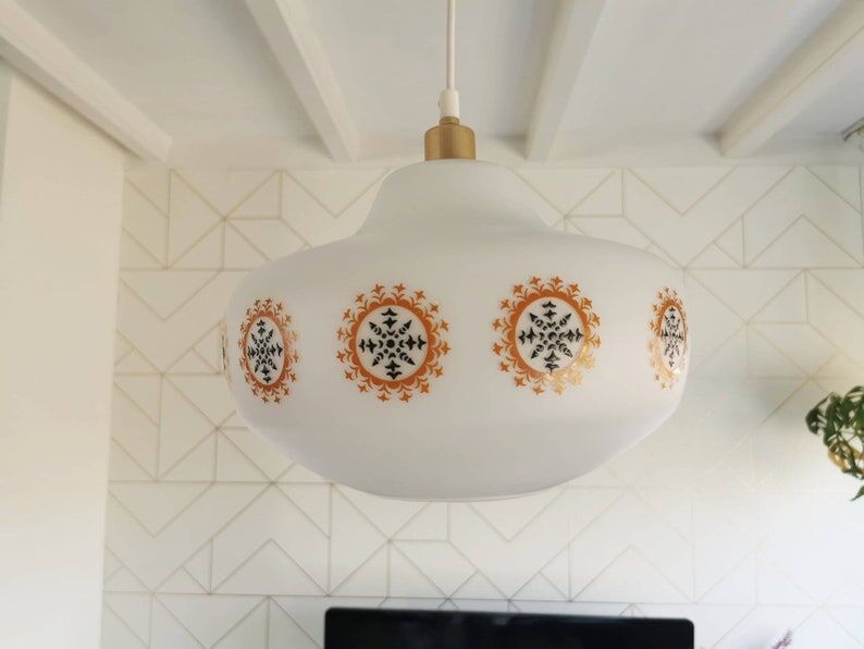 Vintage glass pendant lamp from the 70s