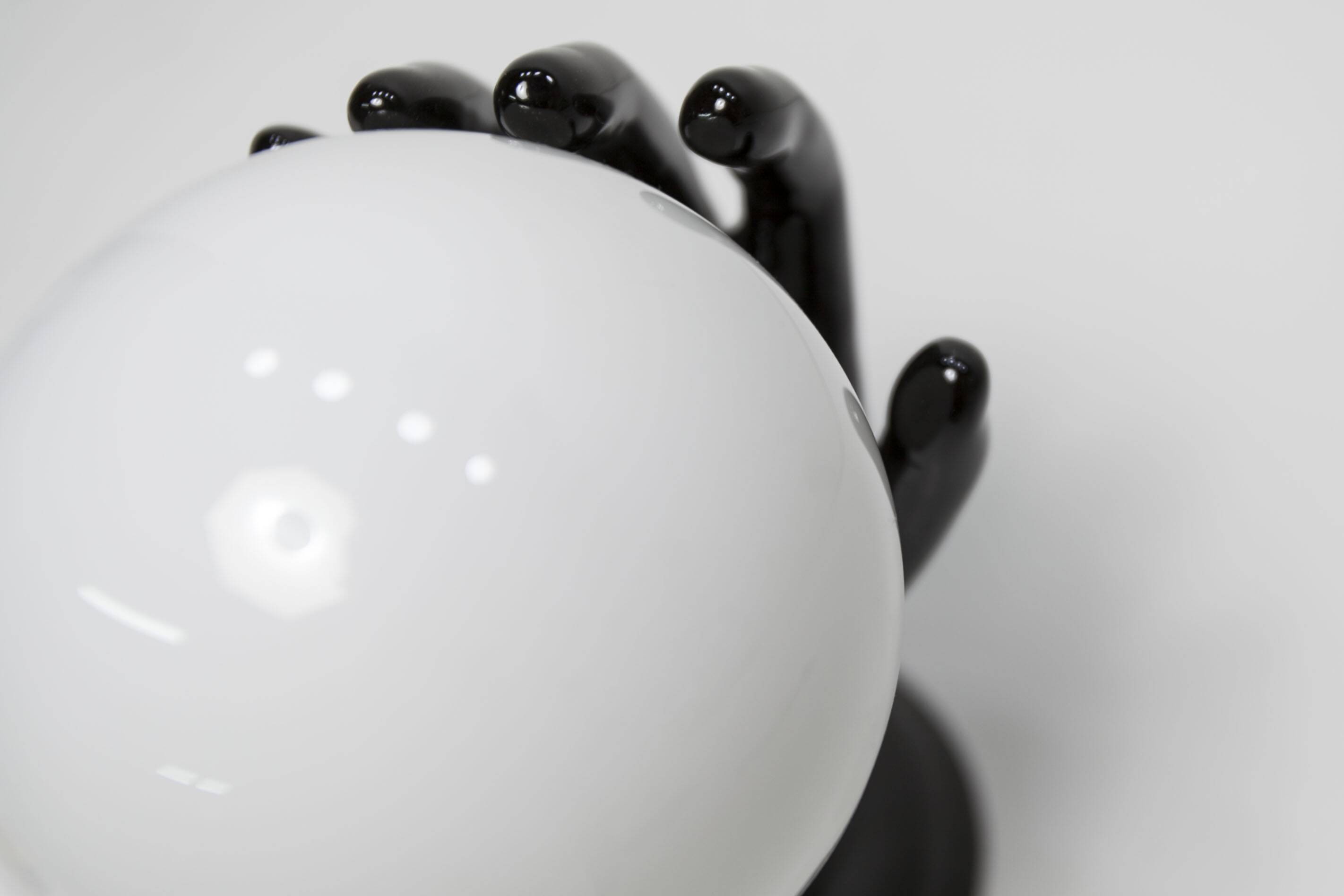 Main wall lamp in black ceramic 1960 original opaline globe