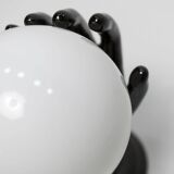 Main wall lamp in black ceramic 1960 original opaline globe