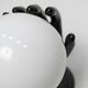 Main wall lamp in black ceramic 1960 original opaline globe