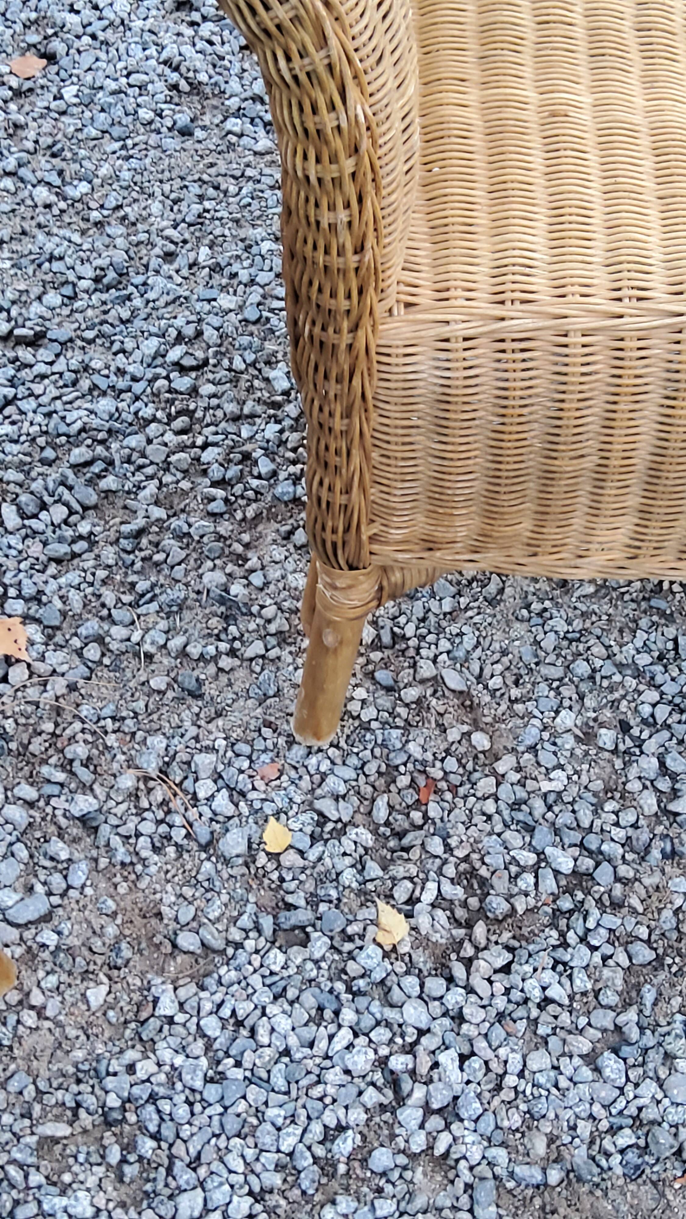 Pair of armchairs and bench in rattan and bamboo from the 60s/70s