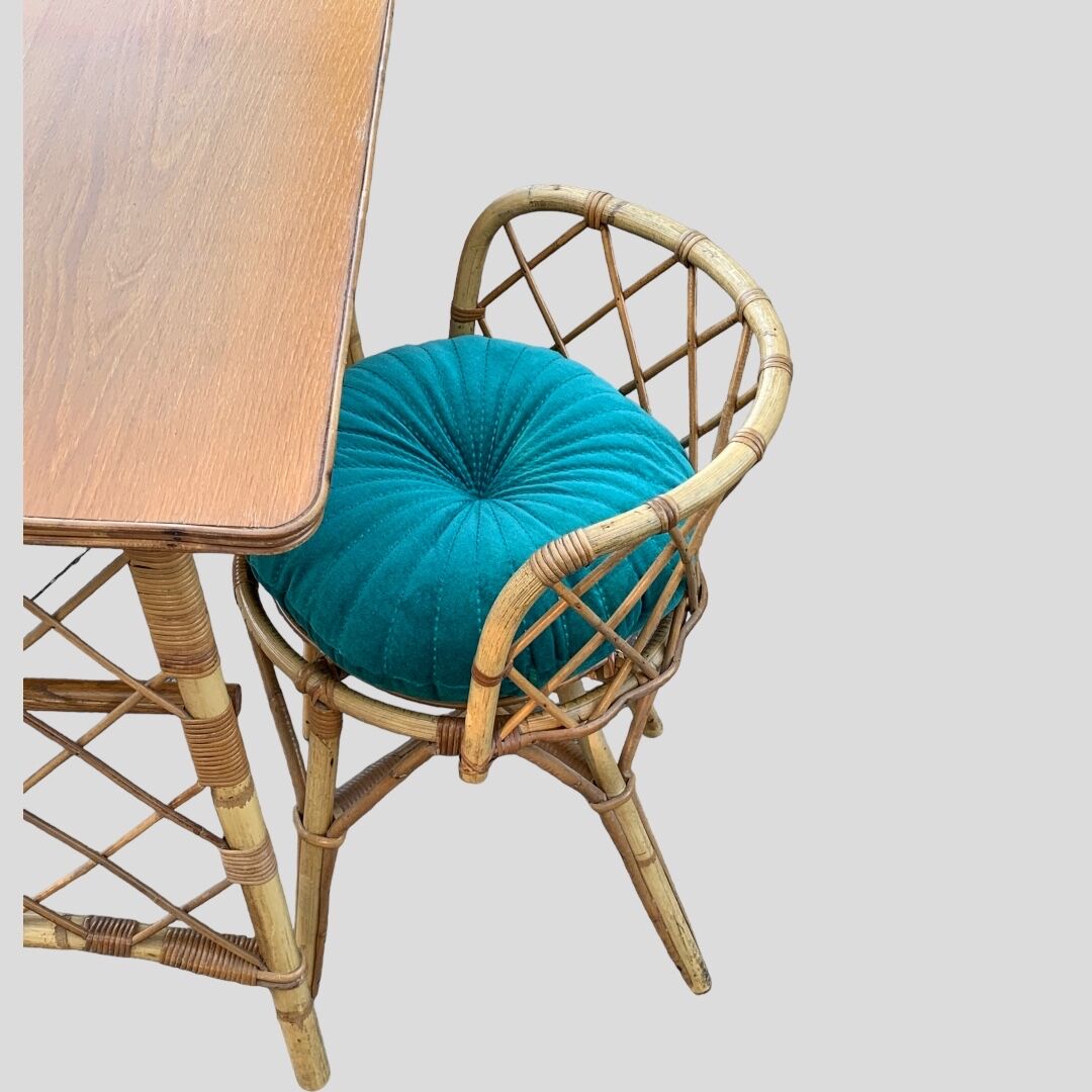 Rattan desk and chair 1960