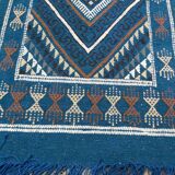 Tapis mergoum bleu fait main traditionnel 50x100