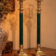 Pair of large candlesticks / convertible lanterns Hollywood Regency