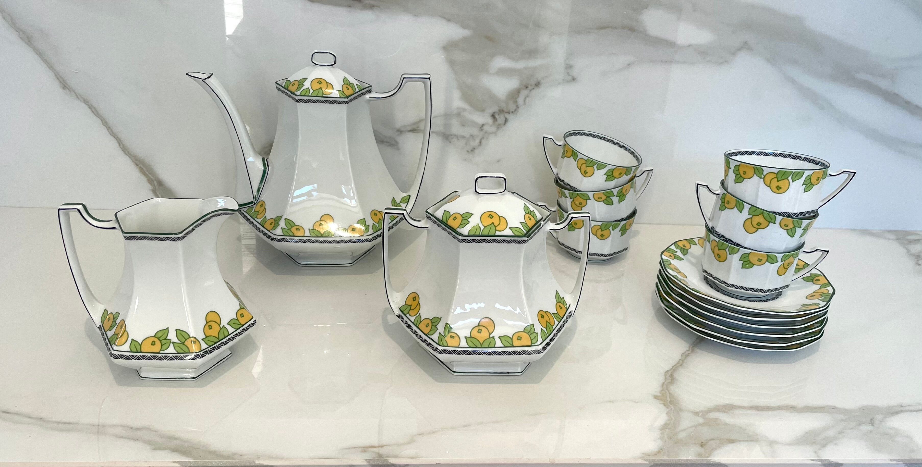 Art Deco tea service - Limoges Lanternier - 1920s 1930s