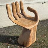 Vintage wooden hand-shaped stool chair