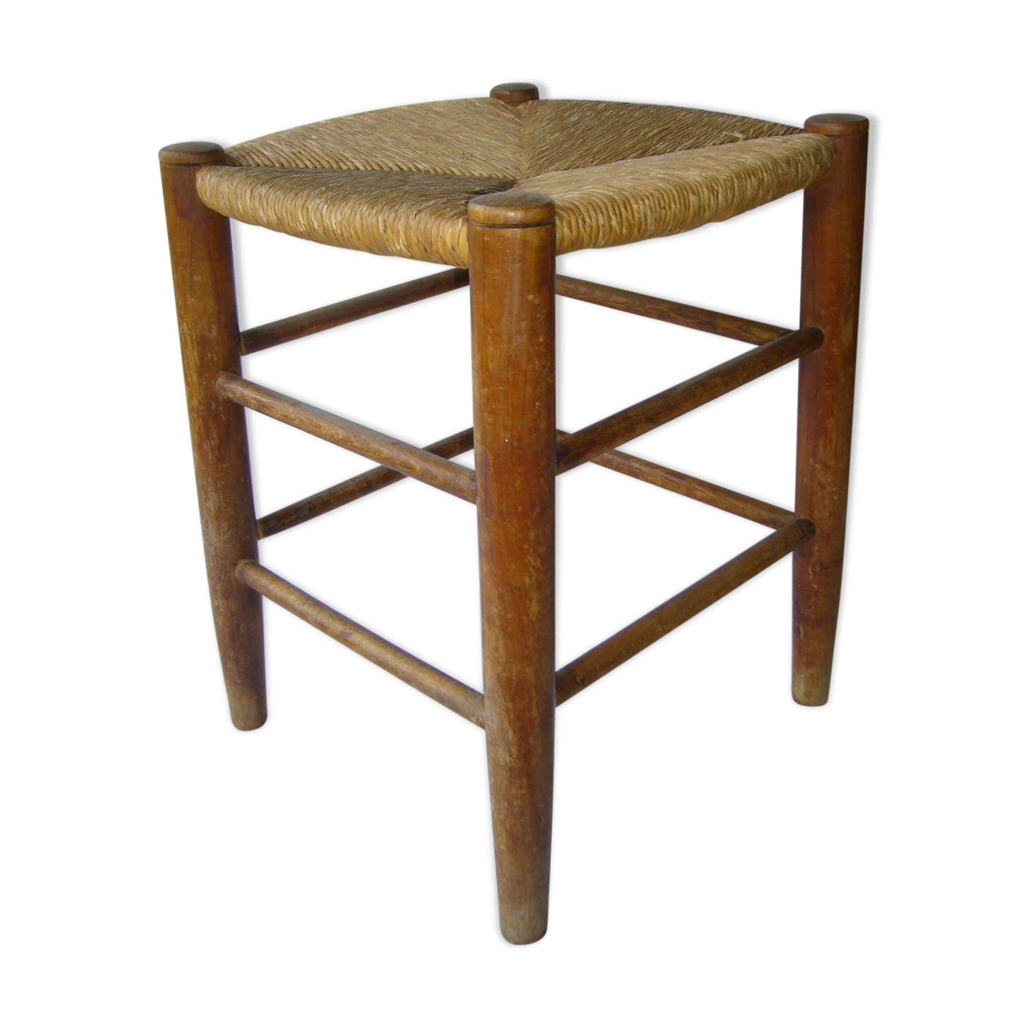 Wooden stool, mulched seat