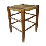 Wooden stool, mulched seat