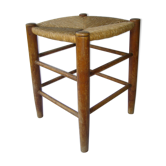 Wooden stool, mulched seat