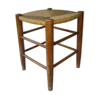 Wooden stool, mulched seat