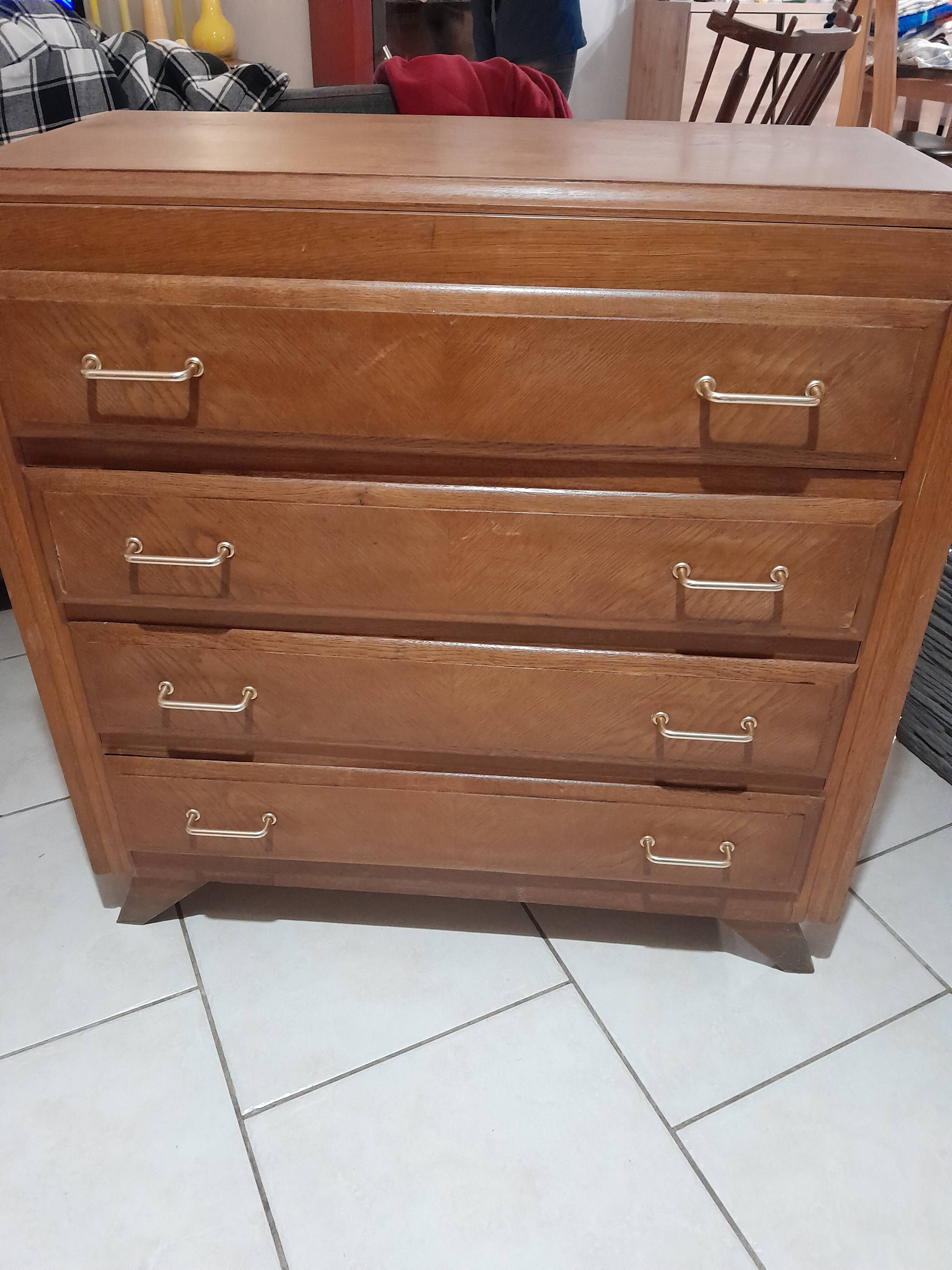 Old vintage chest of drawers Scandinavian compass feet