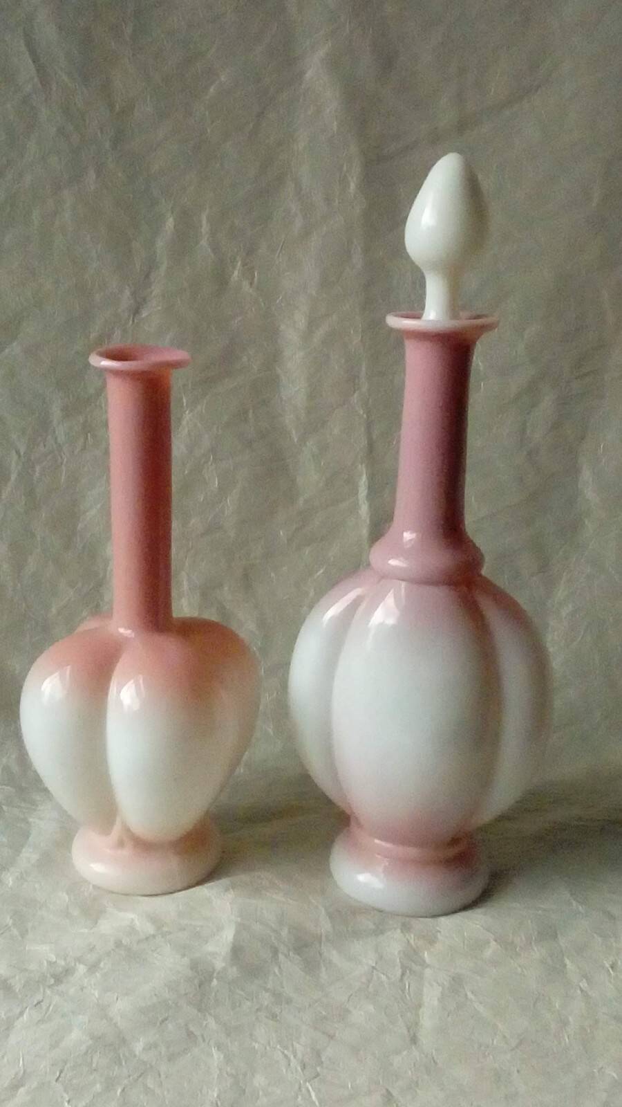 Antique opaline glass decanters, late 19th century