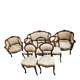 Two-seater bench + two simple armchairs + five Louis XV chairs to be reupholstered