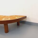 Barrois vintage shell-patterned comma coffee table in wood and ceramic.