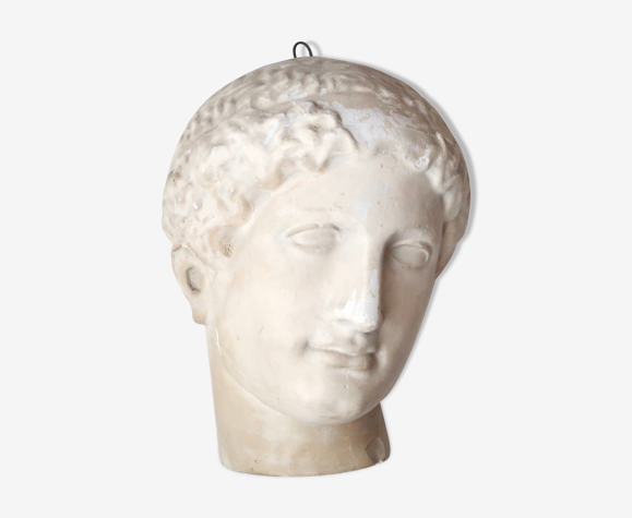 Tête murale de Hermès en plâtre moulage ancien