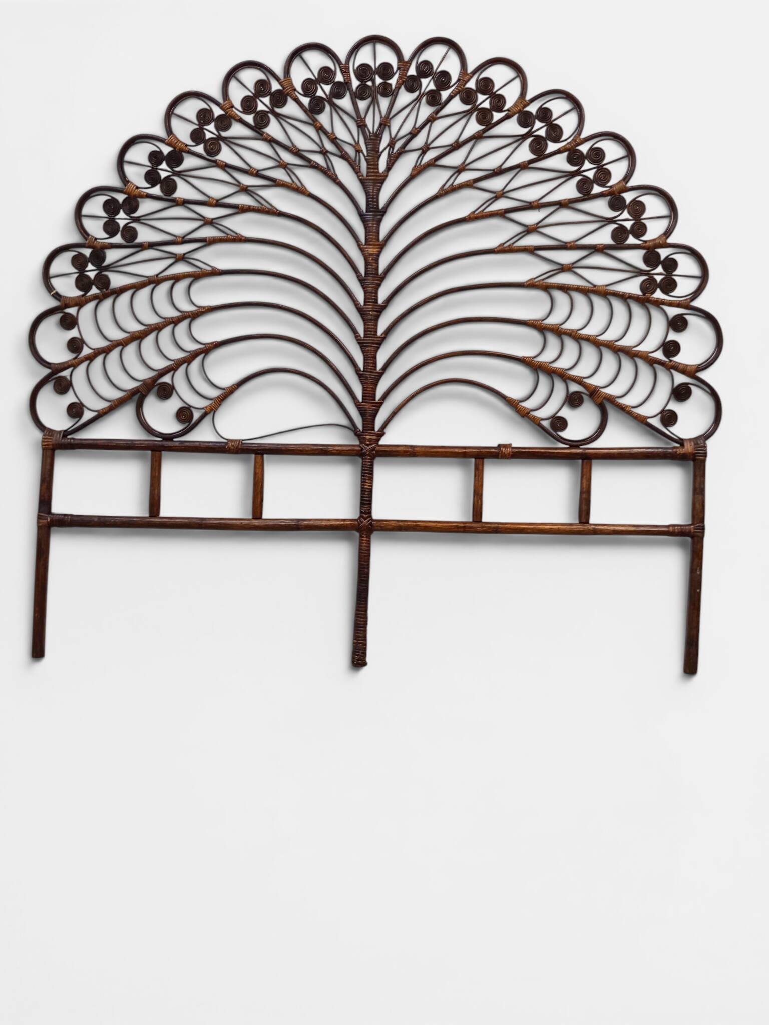Large "Peacock" rattan headboard – Peacock model – France, 1970s