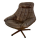 Vintage danish mid century leather swivel egg chair by bramin 1960,s