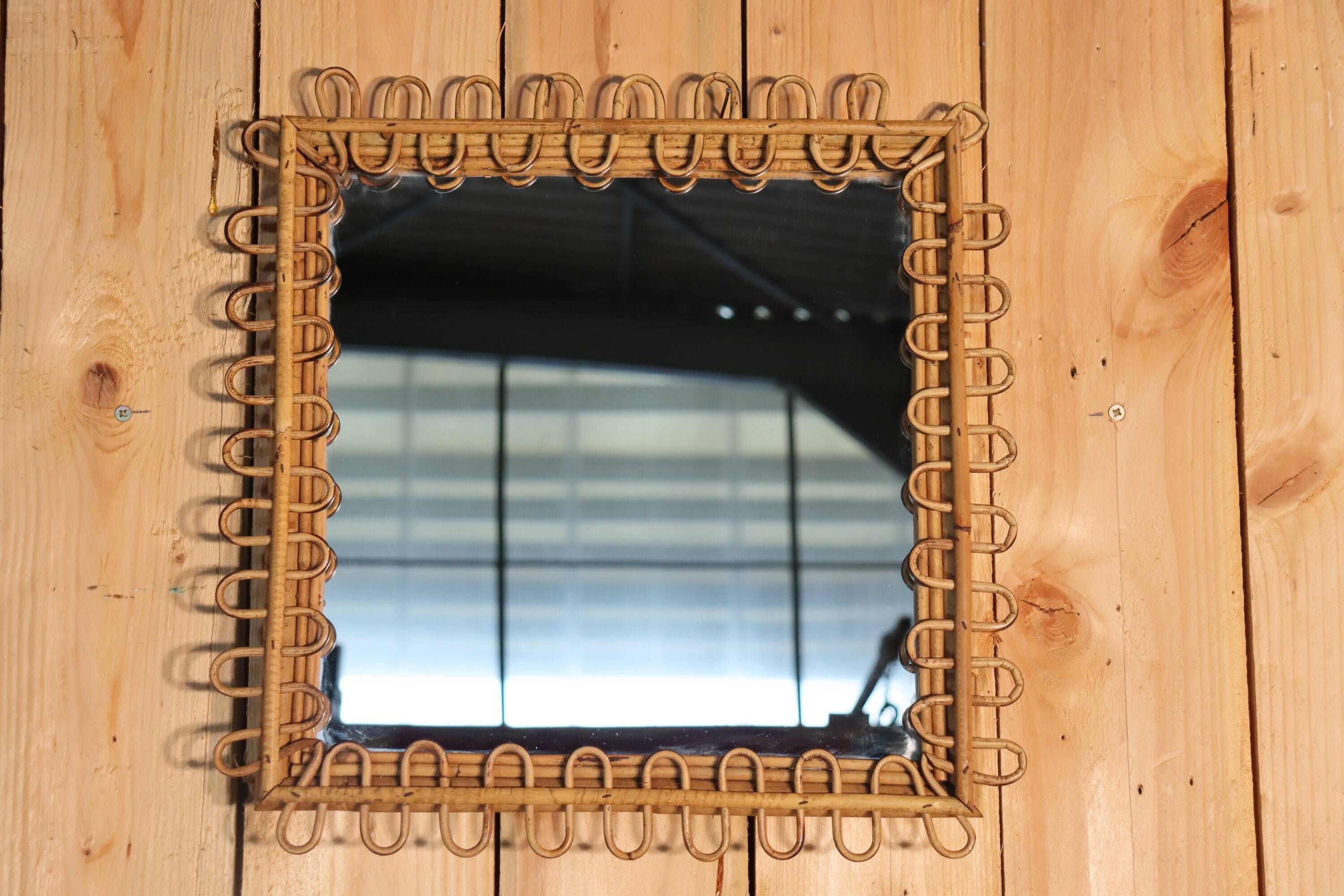 Mirror and rattan stand by Franco Albini, Italy 1960