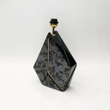 Polygonal black ceramic iridescent lamp 1980s memphis milano light table retro
