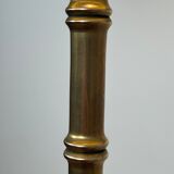 Pair of parquet floor lamps in faux-bamboo style in bronze and brass by Jacques Adnet.