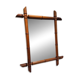 Vintage wooden mirror imitating bamboo