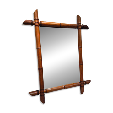 Miroir vintage en bois imitant le bambou