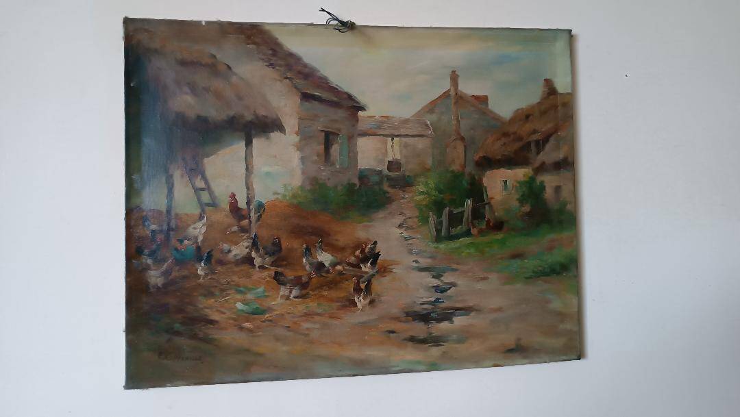 Oil painting on canvas Edmond Van Coppenolle (1846-1914) Landscape