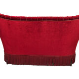 Napoleon III confidant sofa, red velvet trim redone