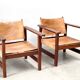 Mid century leather safari armchairs, 1960s