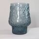 Vase vintage en verre pressé gris-bleu à décor ondulé