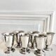 6 vintage stainless steel ice cream cups in the shape of a tumbler.