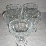 5 moulded glass standing cups for desserts